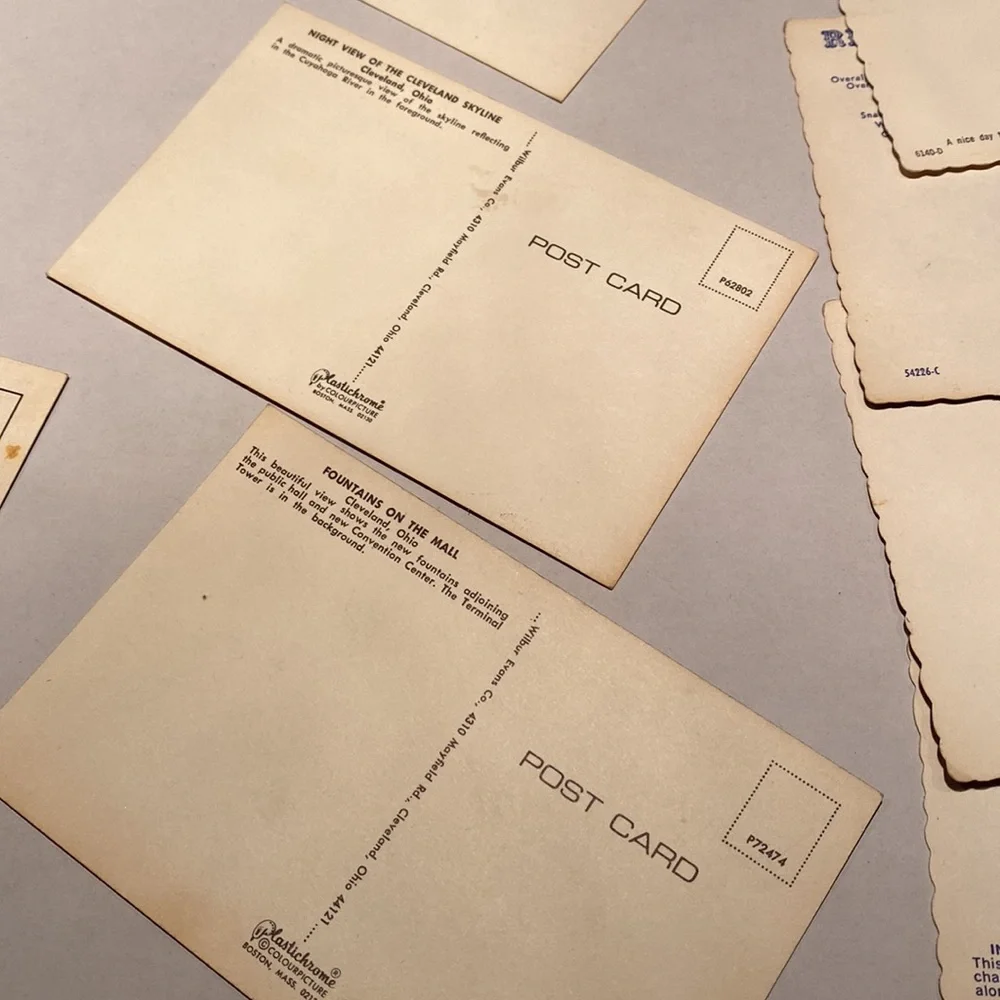 15 unused vintage postcards. From the 1950’s and 60’s. One has a stain on back